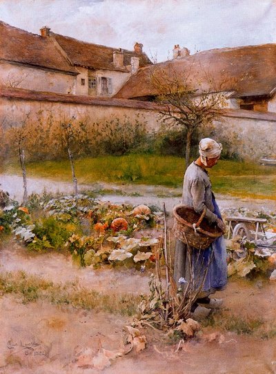 Frau im Garten von Carl Larsson